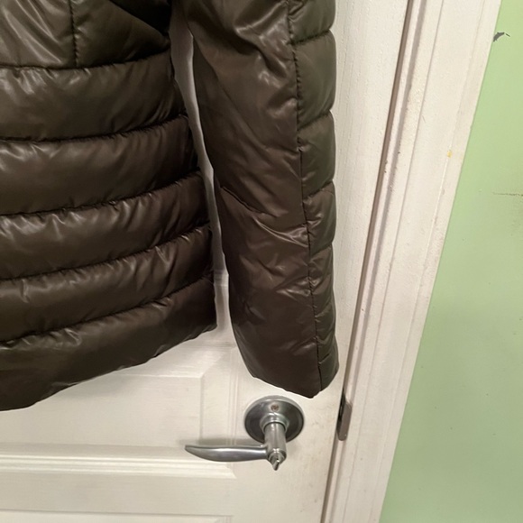 Kenneth Cole Military Green Hooded Zip Up Jacket with Faux Fur Lined Hood Sz M - Picture 6 of 15